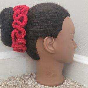 Red Crochet Hair Scrunchie
